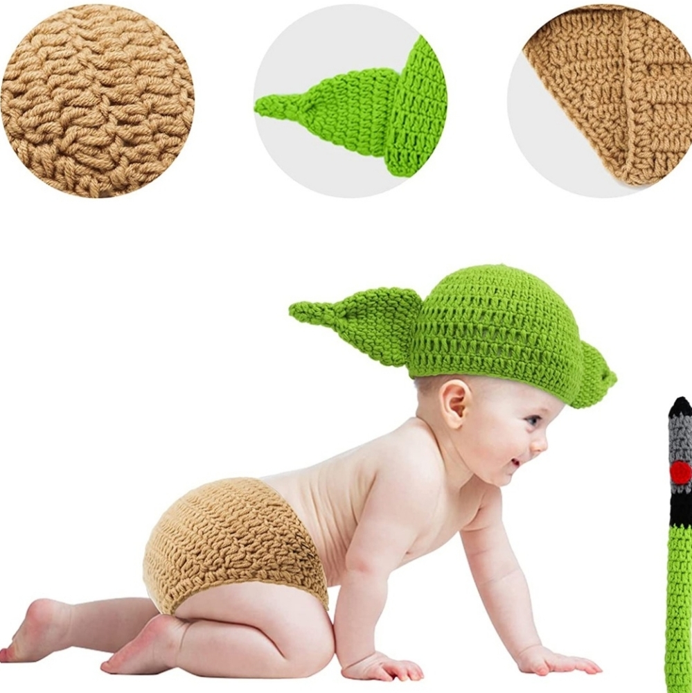 👶 Baby Yoda Knit Newborn 👶 Halloween Costume 🎃 Photography Outfit 📸